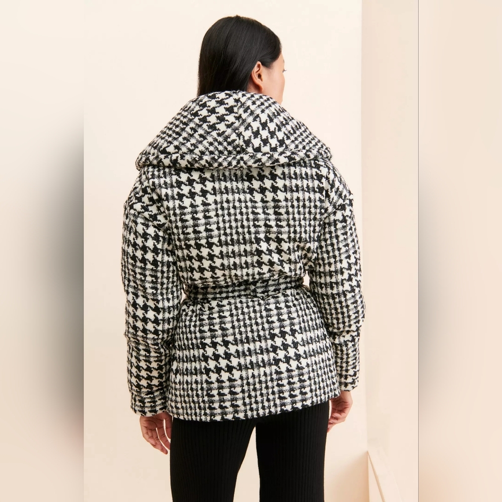 NEW BLANKNYC Pure Em Black White Checkered Houndstooth Women's Coat Large - Picture 2 of 11